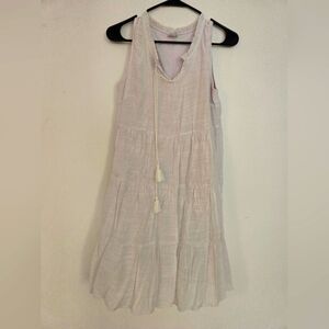 White Dress with drawstring neckline
